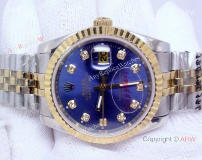 Replica Rolex Datejust Watch Blue Face 2-Tone For Men